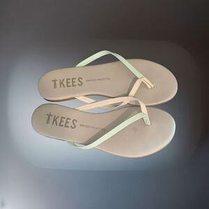 TKEES Mixed Palette Women Flip Flops‎ Beige Teal Summer Beach Size 5